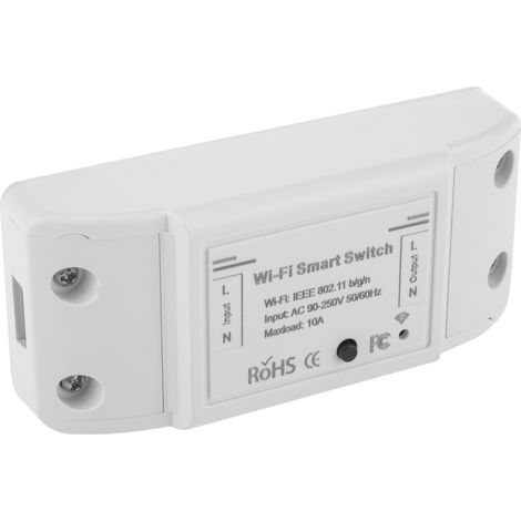 Commutateur intelligent WiFi – Compatible Google Home, Alexa, IFTTT – Gestion des appareils par application mobile – 10A, 220V, 38x22x88mm – Bematik (1/5)