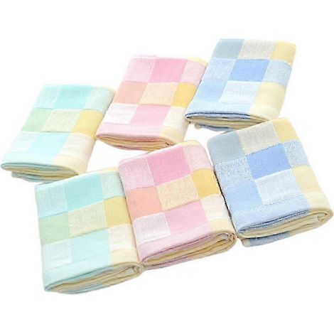 Lot de 6 serviettes en gaze de coton doux pour le visage, pour le soin délicat de la peau des enfants. (1/3)