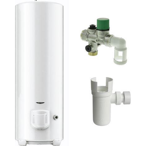 Pack chauffe-eau électrique 300 L Ariston Initio à résistance blindée sol + groupe + siphon