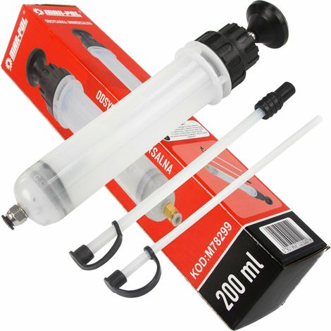 Extractor universal de líquidos manual 200 ml, ideal para aceites, refrigerantes y frenos, resistente a productos químicos, uso en automoción y talleres – 200ml MAR-POL