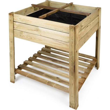 Mesa de Cultivo de Madera 80 x 80 x 80 cm  Huerto Urbano Elevado  Estructura Resistente (1/5)