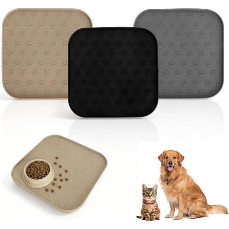 Lot De 3 Tapis Gamelle Chat En Silicone Antidérapant,Compatible Lave-Vaisselle,Tapis Gamelle Chien Repas Imperméable Avec Bo[CA63] (1/5)