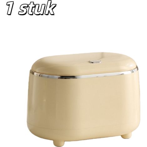 Mini poubelle de bureau avec couvercle à ouverture par pression double paroi renforcée et bac amovible pour salle de bain bureau cuisine et table basse couleur jaune (1/5)