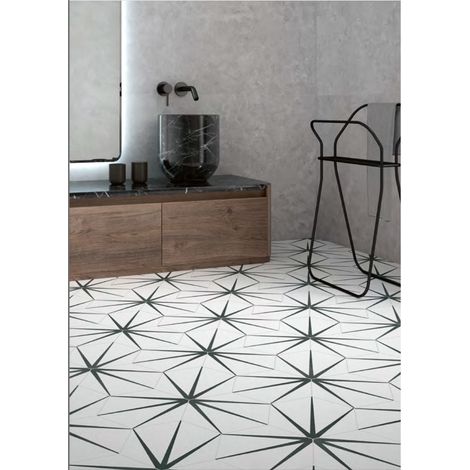 Carrelage effet graphique Hexagone STARLINE Hexagone 29x25cm Blanc - Naturel - boîte de 0.94 m2 Hexagone 29x25 cm Blanc - Naturel - boîte de 0.94 m2 (1/3)