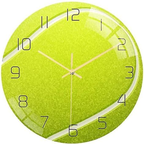 Horloge murale tennis 12 tums, design sportif, cadran rond, couleur blanche, matériau durable, idéale pour chambre, bureau ou club, facile à lire, décoration murale originale.