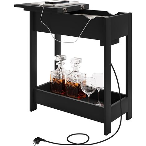Table d'appoint avec station de charge, 2 ports USB, 2 prises, plateau rabattable (1/5)