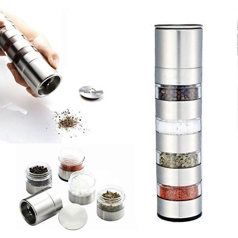 Pot à épices multifonctionnel pour le camping, les pique-niques et la cuisine en extérieur, avec broyeur intégré pour le rangement des épices. (1/5)