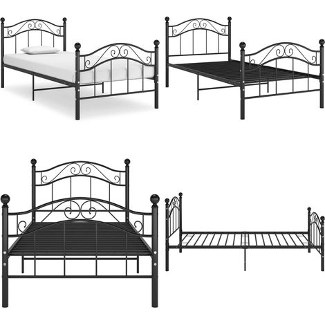 Bett Schwarz Metall 90x200 cm - Metallbett - Metallbettgestell (1/5)
