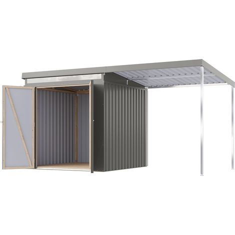 GH Iridium 2 graualuminium 206x206x213 mit Anbaudach 2 m