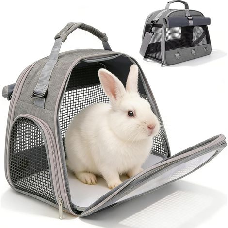 Sac De Transport pour Petits Animaux: Sac Transport Chat Chien avec Matelas, avec Fenêtre Transparente, Cage De Transport Portable pour Petit Oiseau, Cochons d'Inde, Chinchillas, Hamster (Gris) (1/5)