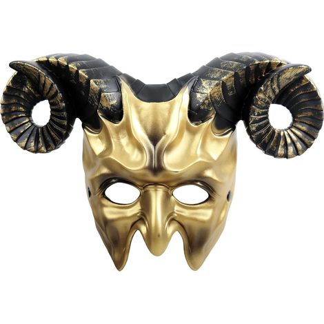 Masque de chèvre diable adulte à cornes (demi-masque) – Accessoire de cosplay et de bal masqué pour Halloween et autres occasions spéciales. (1/5)
