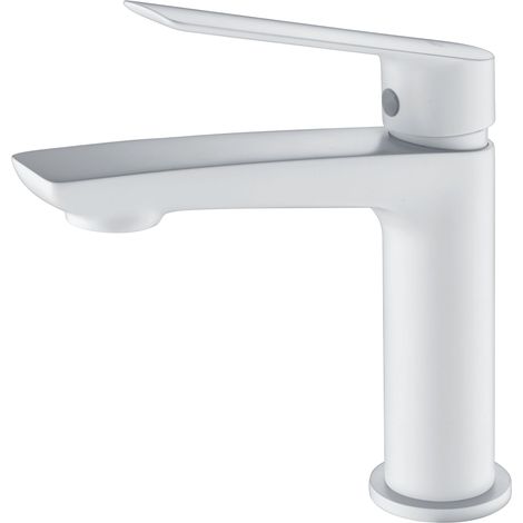 IMEX Miscelatore monocomando lavabo aus mattweißem Messing mit 25 mm Keramikkartusche und Flexanschluss Luxor BDX023-1BL (1/2)
