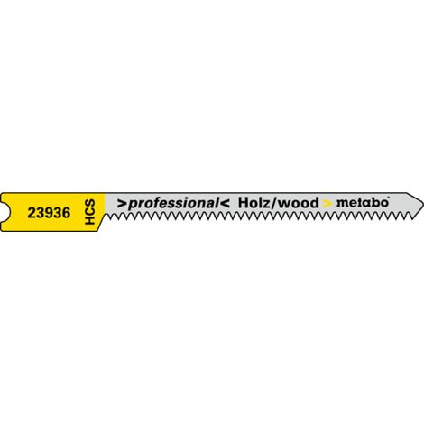 5 lames de scies sauteuses U, bois, série "professionel", 52/ 1,3 mm, HCS, tige universelle metabo 5 pièces (1/2)