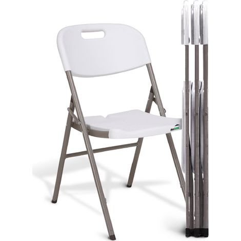 MaxxHome Set di sedie pieghevoli - 4 x sedie pieghevoli - sedia da campeggio - mobili da giardino - 80 x 40 x 44 cm - 3Kg - Bianco (1/5)