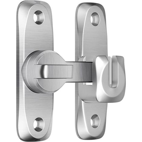 Loquet de porte basculant - Serrure de porte de sécurité - Serrure de porte basculante avec trou pour cadenas - (Argent) (1/5)