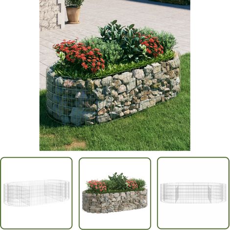 The Living Store Lit surélevé à gabion Fer galvanisé 200x100x50 cm - Jardiniere En Gabion - Lit Surélevé - Bac Acier - Décoration Extérieur - Fleur Pot (1/5)