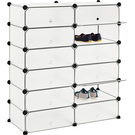 Armoire à Chaussures, Meuble Étagère de Rangement, avec 12 compartiments Blanc OIB1301E (1/5)