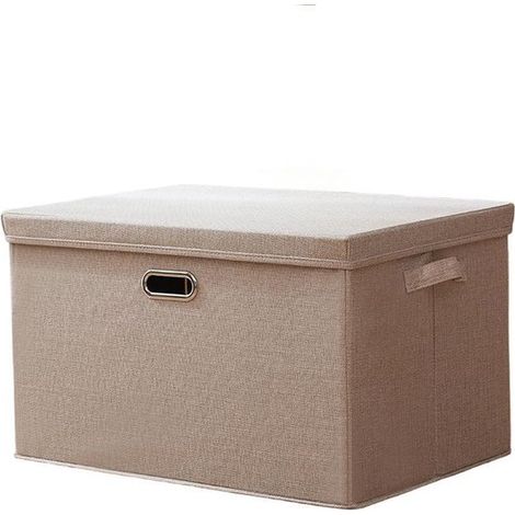 Aufbewahrungsbox mit Deckel – faltbar – waschbar – Stoffbox – 32 x 24 x 18 cm – Dunkelgrau (1/5)