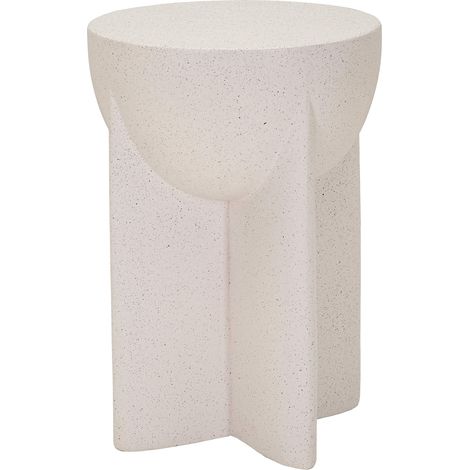 Couchtisch Galeli, geeignet für drinnen/draußen, runde Form, Tischplatte weiß, 41x56x41h cm, Marmorweiß