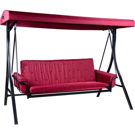 dondolo da giardino 3 posti eurogarden "red passion" in acciaio e poliestere burgundy 240x130x182 cm