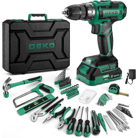 Werkzeugkoffer 186teilig Akkuschrauber 20V Akkubohrer Grün (1/5)