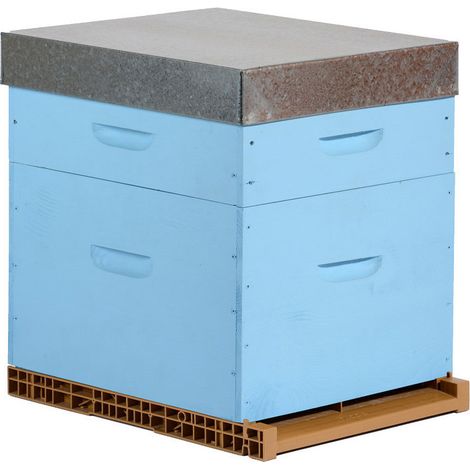 Ruche colorée Dadant 10 cadres + Hausse & Fond aéré - Plusieurs modèles disponibles - Azur
