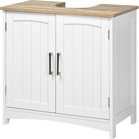 Meuble sous-vasque de salle de bain, style moderne, en bois, 60 x 30 x 60 cm, blanc (1/5)