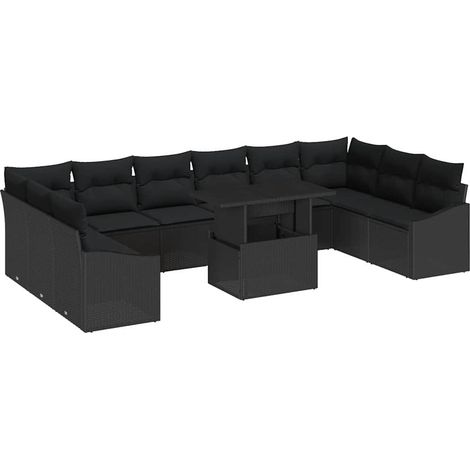 Maison Exclusive - Garten-Sofa-Set mit Kissen mit Speicher 11 pcs