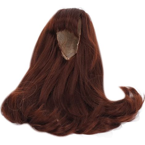 Perruque en Tulle pour Création de Poupées, Frange Longue Brun Châtaigne, Cheveux Artificiels pour Modélisme et DIY (1/5)