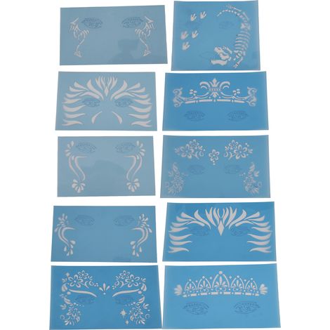 Pochoirs de maquillage pour le visage en PET (10 feuilles) - Modèles de maquillage pour Halloween et spectacles de scène (1/5)