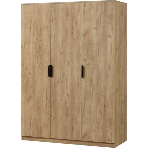 Armario de dormitorio Armario moderno mueble de almacenaje atemporal 1 armario 4 estantes de MDF 176 x 120 x 52 cm efecto roble 030006371