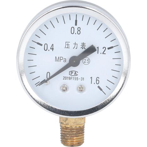 Manomètre 1/4 NPT Cadran Transparent Niveau de Précision 2,5 avec Boîtier en Acier Inoxydable pour Air 0 à 1,6Mpa. (1/5)