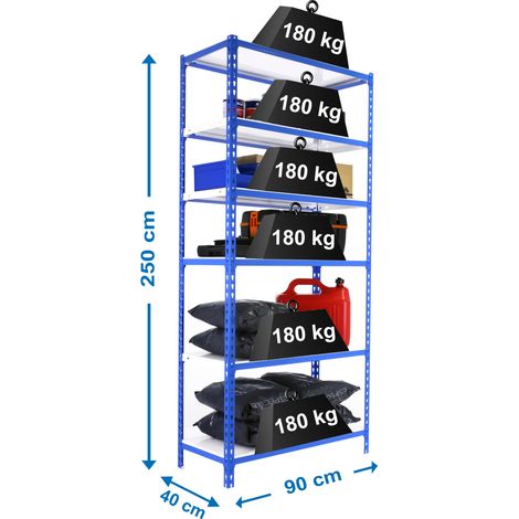 Simonrack Scaffale metallico blu e bianco 6 ripiani