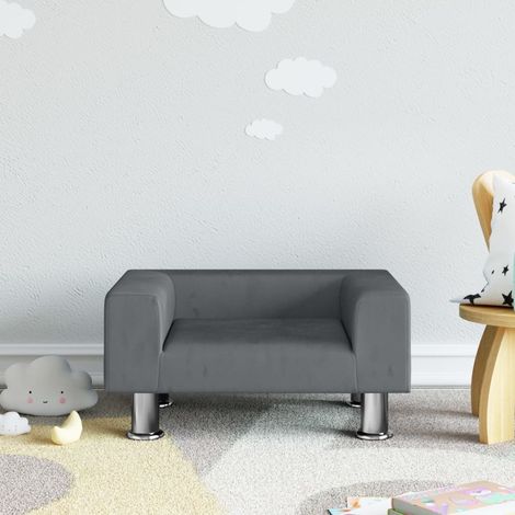 Canapé pour enfants, Fauteuil enfants, Canapé Relax Salon, Canapé droit fixe gris foncé 50x40x26,5 cm velours MJU6311 (1/5)