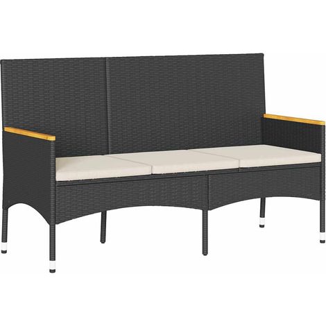 Maison Exclusive - Panca da Giardino a 3 Posti con Cuscini Nera in Polyrattan