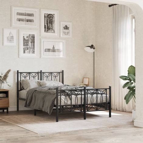 Metal Bed Frame without Mattress with Footboard Black 120x190cm vidaXL (1/5)