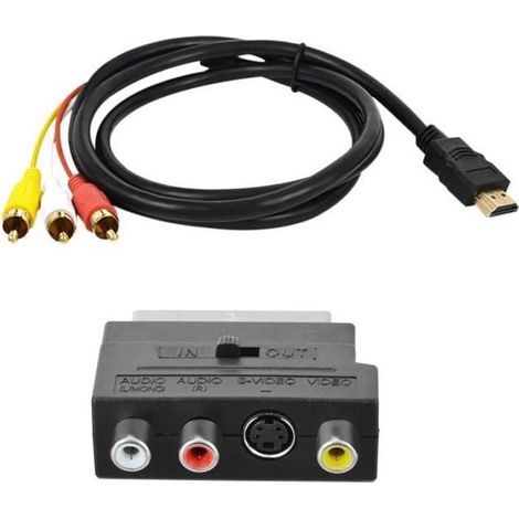 Câble Adaptateur HDMI vers RCA - STRASSE TECH - 1080P - Noir - Conversion HD - 3 RCA (1/4)
