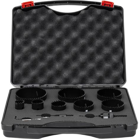 Jeu de scies cloches pour électriciens STIER HSS-Co8 bimétal, profondeur de coupe 44 mm, 11 pièces (25, 32, 40, 54, 60, 68, 76 et 86 mm) (1/5)