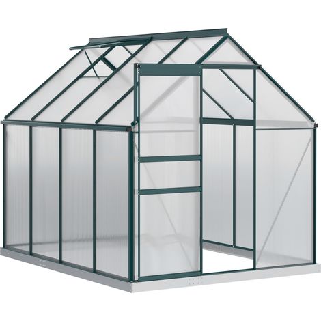 Serre de jardin, en métal, 190 x 253 x 199cm, pour jardin et terrasse, métal et aluminium, verte, pare-vent, format pratique