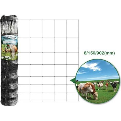 Grillage à moutons galvanisé H.0,95m L.50m - Maille progressive 8/15/90,2mm (1/4)