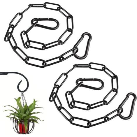 Pair Chaîne en acier inoxydable 304 de 2 x 60 cm avec 4 mousquetons, diamètre 3 mm, idéale pour le bricolage. Chaîne en métal noir, parfaite pour suspendre un fil à linge.