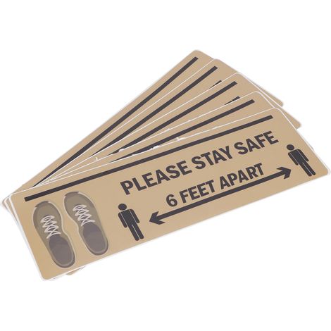 Lot de 2 autocollants de sol pour la signalisation de distance de sécurité, marquage d'avertissement pour magasin, hôpital, école B004 (1/5)