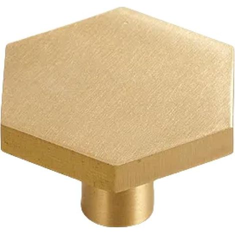 Un ensemble de 10 poignées de meubles en laiton brossé, poignées de tiroir de coiffeuse plaquées or, 30 x 20 mm (hexagonales). (1/5)