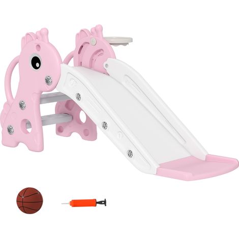 Luge enfant girafe avec panier escalade ballon 106x51,5x52 cm rose