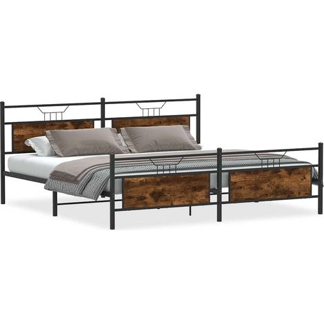 Maison Exclusive - Metallbett ohne Matratze Räuchereiche 200x200