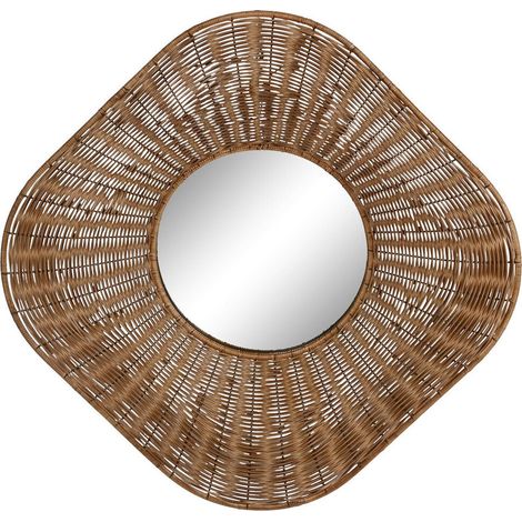 Miroir en rotin style balinais esprit nature pour intérieur chaleureux - Rotin naturel marron clair (1/4)