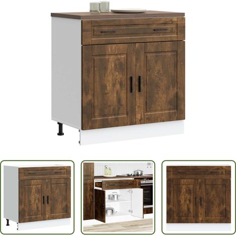 Holzwerkstoff -  Küchenunterschrank Porto Räuchereiche Holzwerkstoff (1/5)