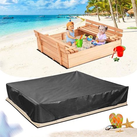 Waterproof sandbox cover with drawstring, Oxford fabric, black, 200 × 200 × 20 cm (1/5)