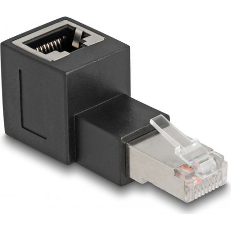Delock Adaptador RJ45 macho a RJ45 hembra Cat.6A 90Â° acodado hacia arriba