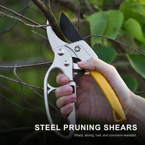 Sécateur à lame en acier avec poignées ergonomiques, ciseaux de jardinage, coupe-bonsaï, kit d'outils pour plantes, roses, fleurs, arbres fruitiers (1/5)